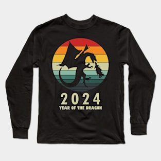 New Year 2024 Year Of The Dragon Retro Vintage New Year Long Sleeve T-Shirt